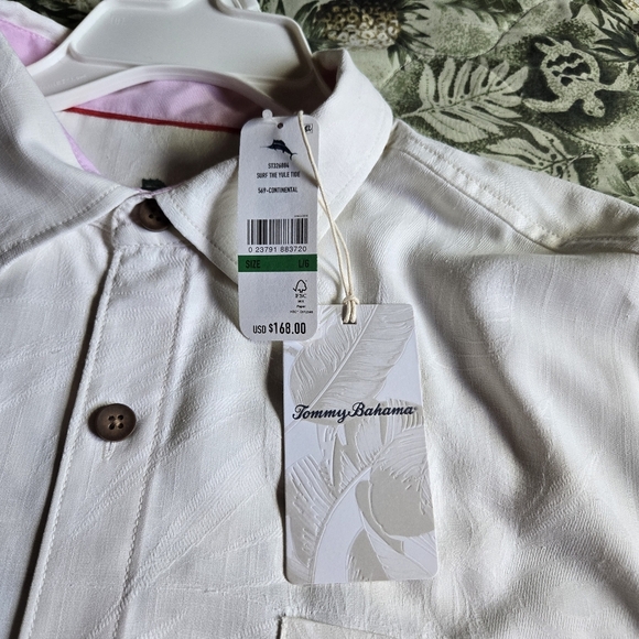 Tommy Bahama  White Short Sleeve Shirt Size L - Picture 2 of 4